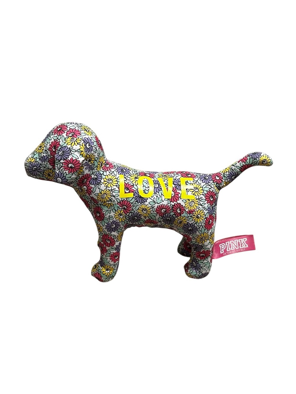 Victoria’s Secret PINK Multicolor Floral Print LOVE Collectible Plush Dog